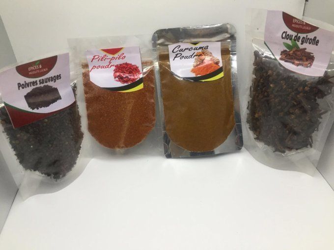 Pack Pili Pili, Poivre Sauvage, Curricuma, Clous de Girofle de Madagascar